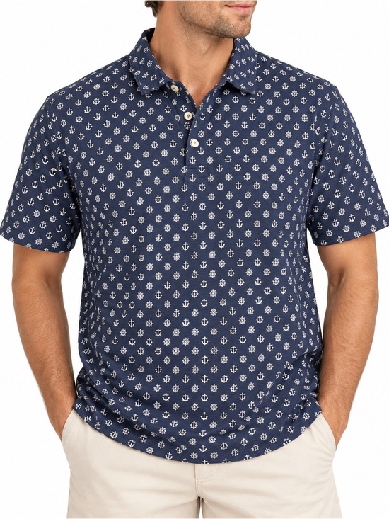 Charleston Threads Other - Charleston Threads Anchor Print Cotton Polo XXL Nautical Coastal Preppy